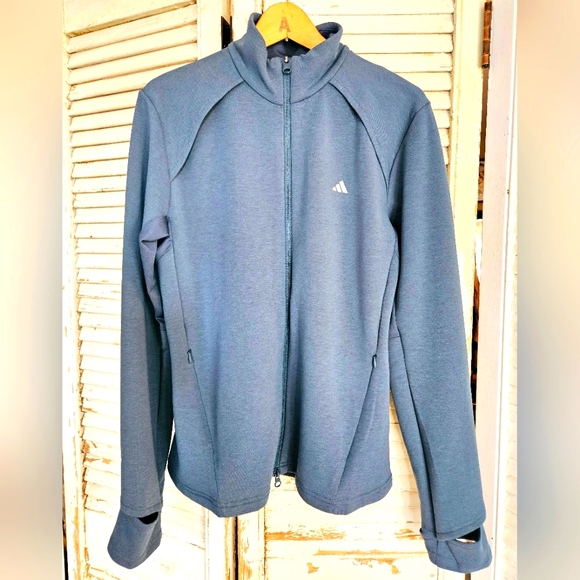 NWT Adidas zip up running jacket teal blue L - Picture 1 of 14